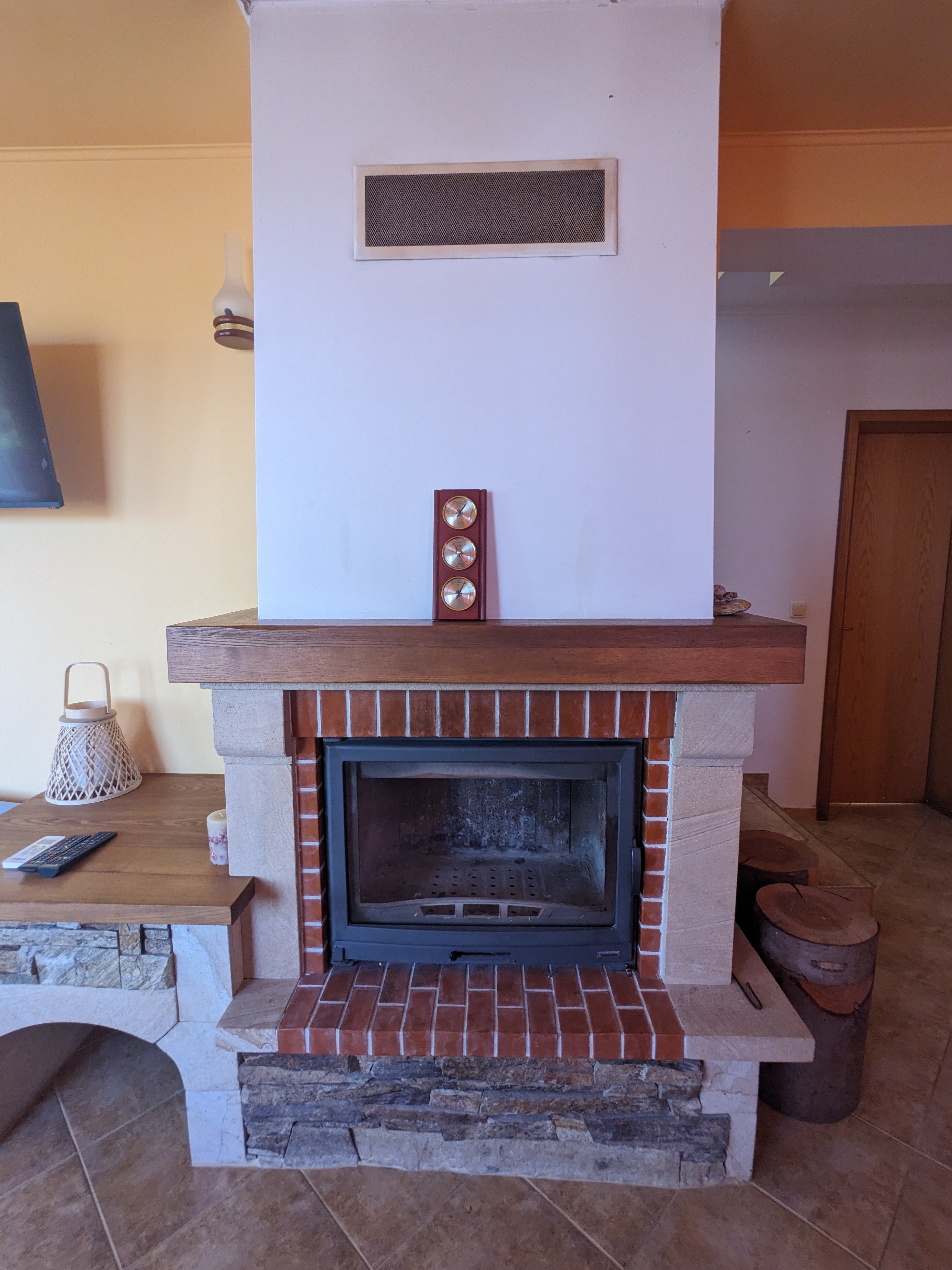 Cozy fireplace detail